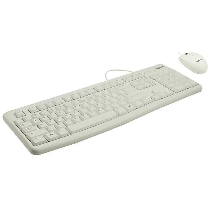 Комплект (клавиатура и мышь) Logitech MK120, белый (только английская)