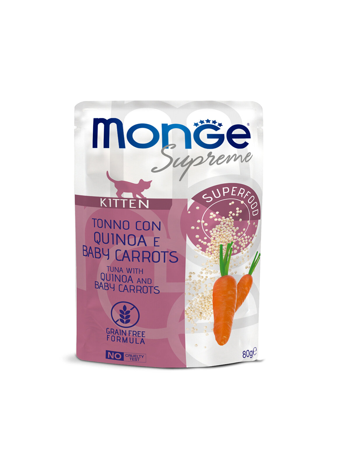 Monge Kitten Влажный корм (пауч) для котят, тунец, киноа и мини-морковь, 80 гр. - фото №4