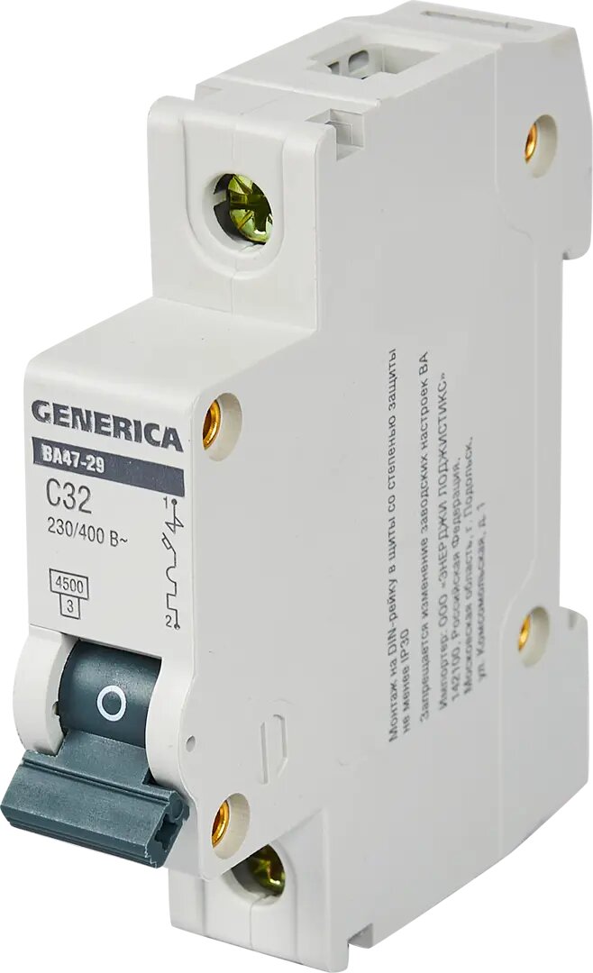 Автоматический выключатель Generica ВА47-29 1P C32 А 4.5 кА