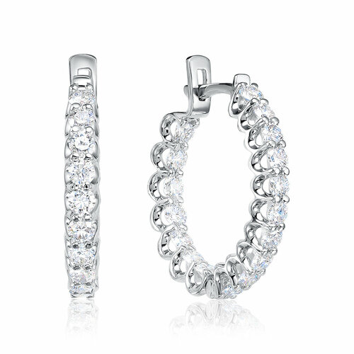 Серьги конго Бриллиантовая студия Серьги-конго, белое золото, 585 проба, бриллиант, размер 22 мм, длина 2.2 см, желтый