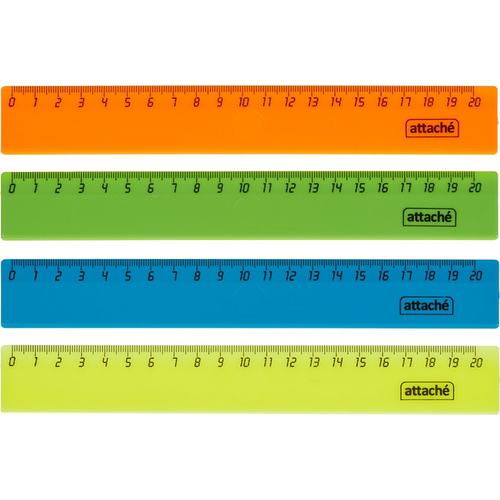 Attache Линейка Attache 20 см в ассортименте, 4 штуки в упаковке (пластик) линейка 20 см attache пластиковая цвета в ассортименте 4 штуки в упаковке
