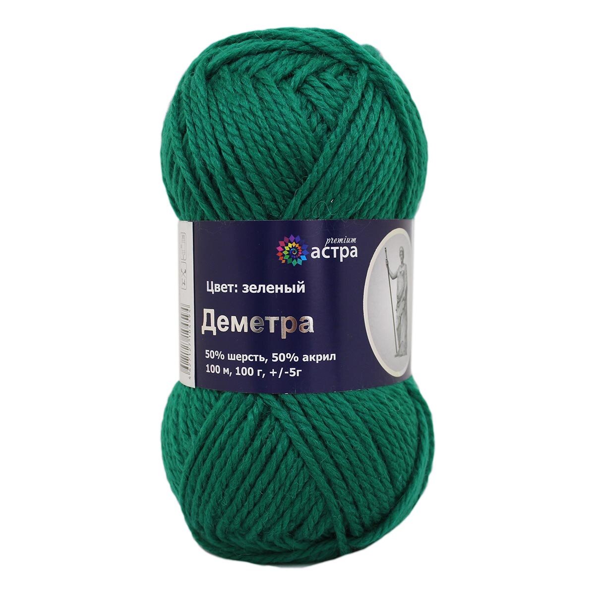 Пряжа для вязания Astra Premium 'Деметра', 100, 100м (50% шерсть, 50% акрил) (09 зеленый), 3 мотка