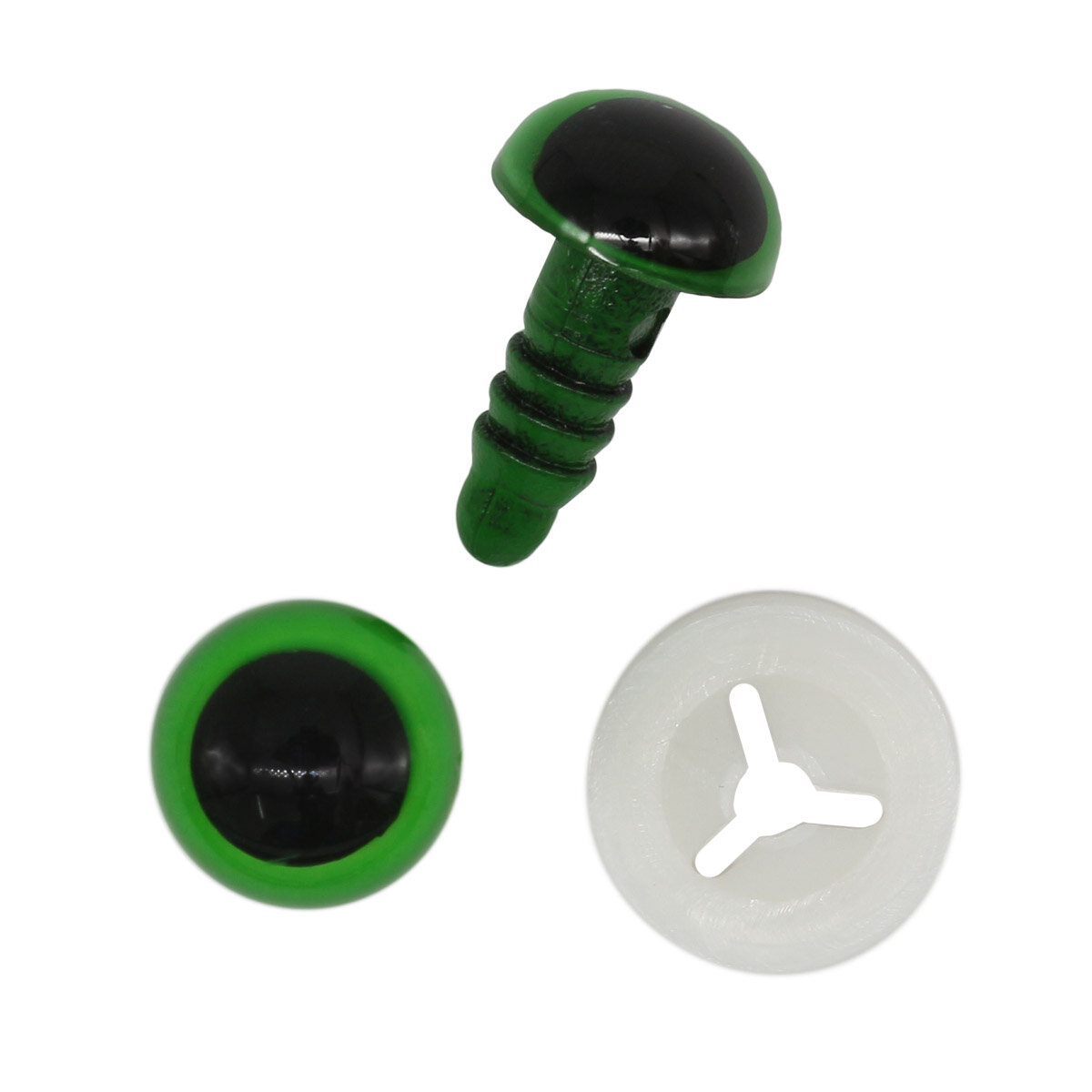 Глазки для игрушек и кукол зеленые, 10 мм, 24 шт, с фиксаторами, Айрис