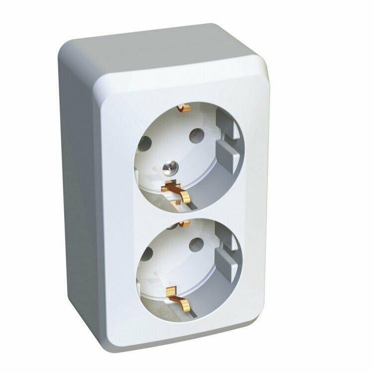 фото Розетка угловая откр. уст. с з/к 2-я 16А/250В защит. шторки бел. Этюд
