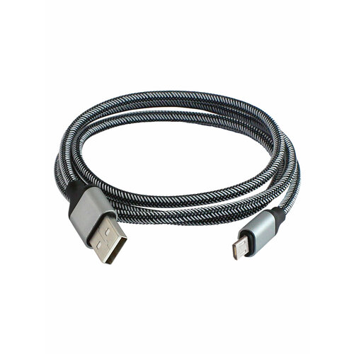 Дата-кабель, ДК 10, USB - micro USB, 1 м, тканевая оплетка, TDM серый