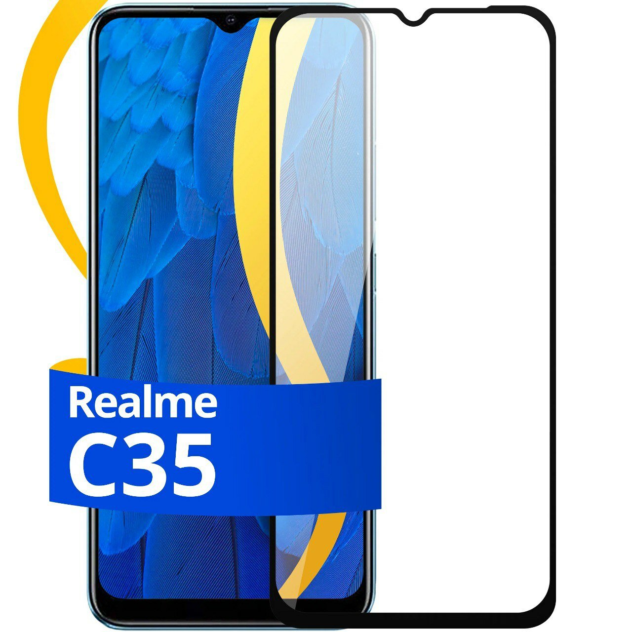 Защитное стекло для Realme C35/C21/C15/C3/C11/C25S/C25/C21Y/C20/Honor X6 / комплект 5 шт. 9D на весь экран — фото 1