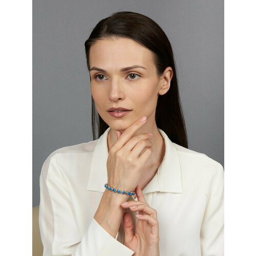 Браслет, опал, размер 18 см, синий, золотистый