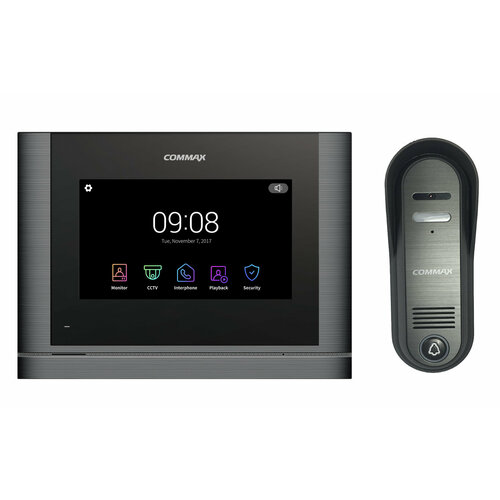 Комплект видеодомофона и вызывной панели COMMAX CDV-70MF (Темное серебро Black smog) / 4CPN3