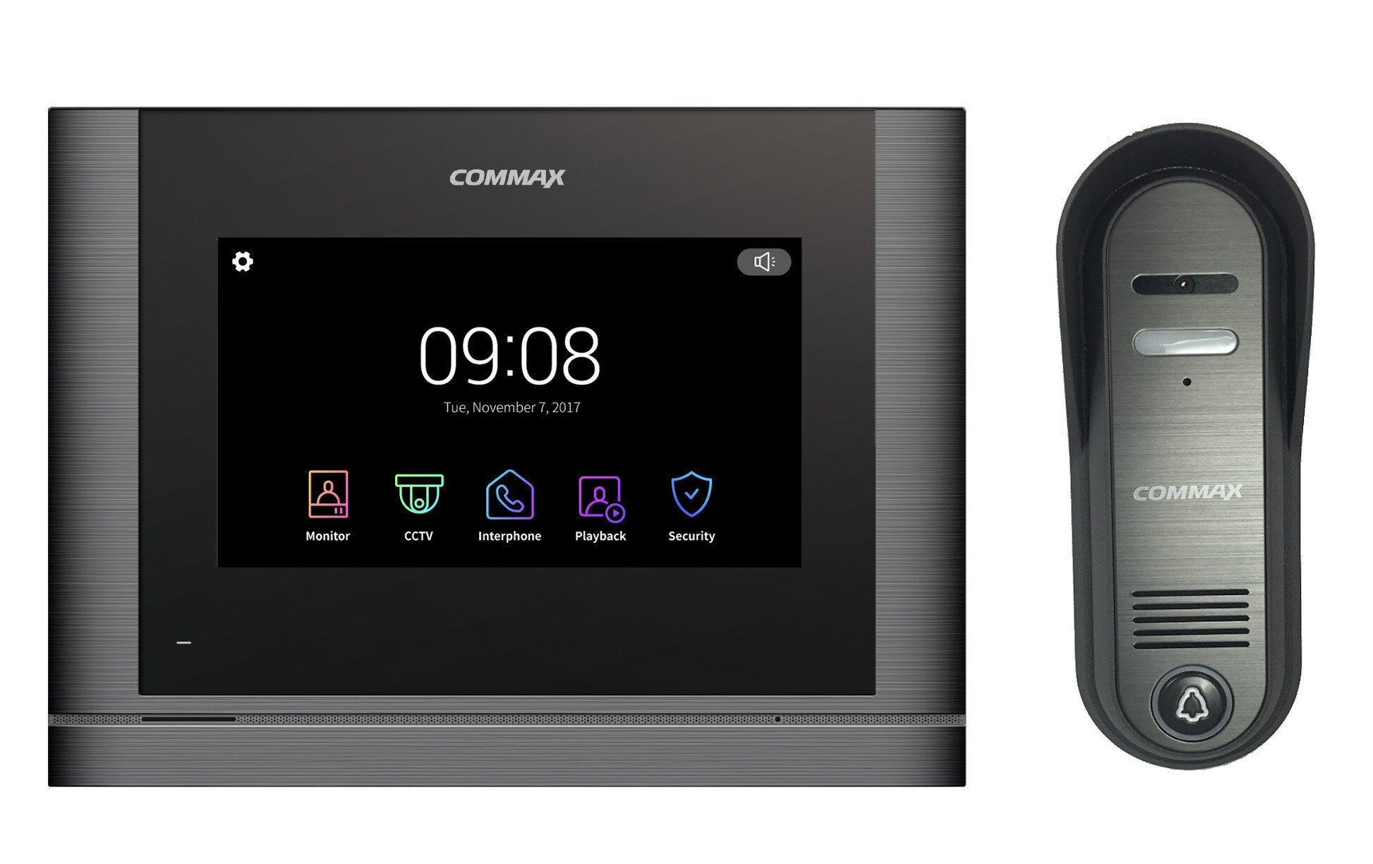 Комплект видеодомофона и вызывной панели COMMAX CDV-70MF (Темное серебро Black smog) / 4CPN3