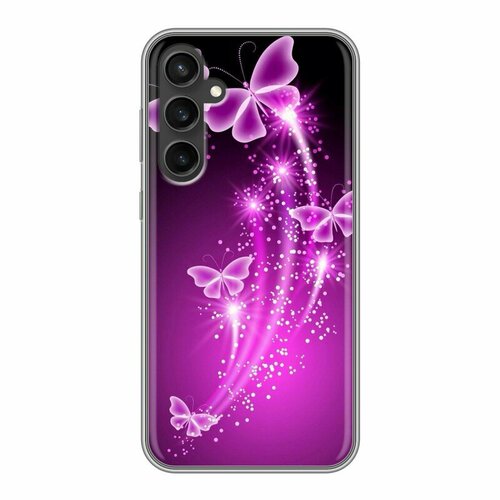 Дизайнерский силиконовый чехол для Самсунг С23 ФЕ / Samsung Galaxy S23 FE Бабочки фиолетовые