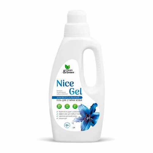 фото Гель для стирки "nice gel" универсальный (концентрат) 1000 мл. (пэнд) clean&green cg8290