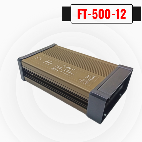 Мощный блок питания светодиодной ленты 12В - 500 Вт - Litewell FT-500-12. Подходит для подключения камер видеонаблюдения 12V