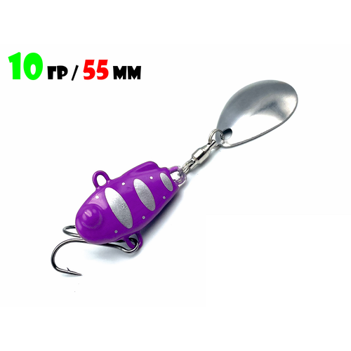 Блесна Тейл-Спиннер для рыбалки Uf-Studio НАШ ТС-1 10g #Фиолетовый-Серебро