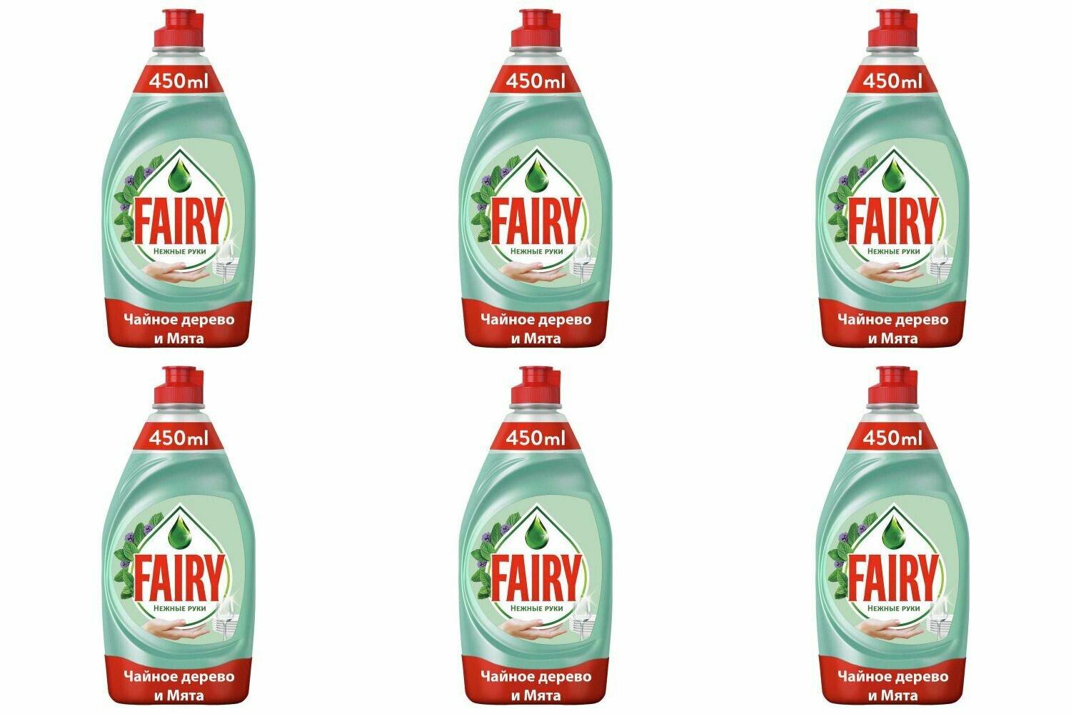 Средство для мытья посуды Fairy Нежные руки Чайное дерево и Мята 450мл Procter & Gamble - фото №1