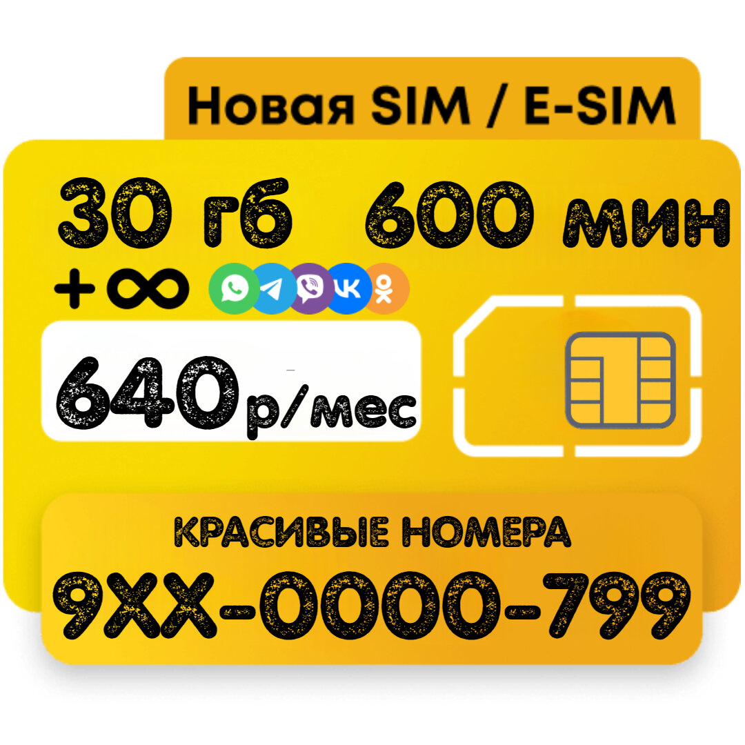 Sim-карта "Красивый номер" и выгодный тариф с полным безлимитом на социальные сети и мессенджеры, карты и видео — фото 2