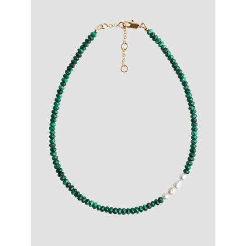 Чокер by mar VERDE, жемчуг пресноводный, жемчуг культивированный, малахит, длина 40 см, зеленый