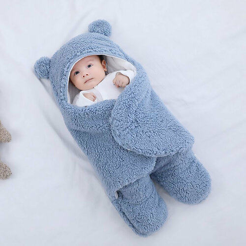 фото Плюшевая пеленка для новорожденных blue teddy innopax