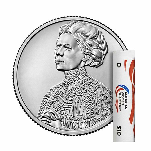 Ролл из 40 монет 25 центов Джовита Идар. Американские женщины. D США 2023 UNC