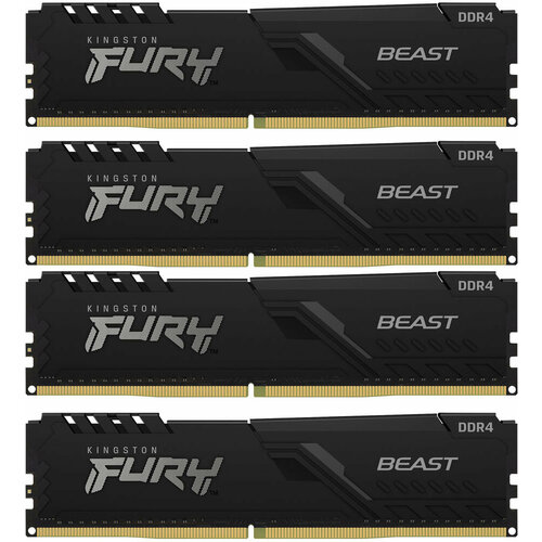 Kingston Память DDR4 4x32GB 3200MHz Kingston KF432C16BBK4/128 Fury Beast Black RTL Gaming PC4-25600 CL16 DIMM 288-pin 1.35В dual rank с радиатором Ret