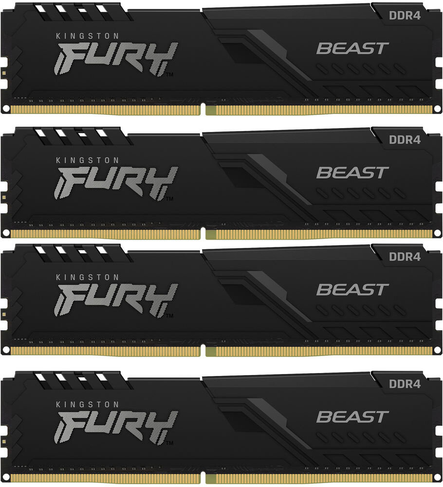 Память оперативная/ Kingston 128GB 3200MHz DDR4 CL16 DIMM (Kit of 4) FURY Beast Black