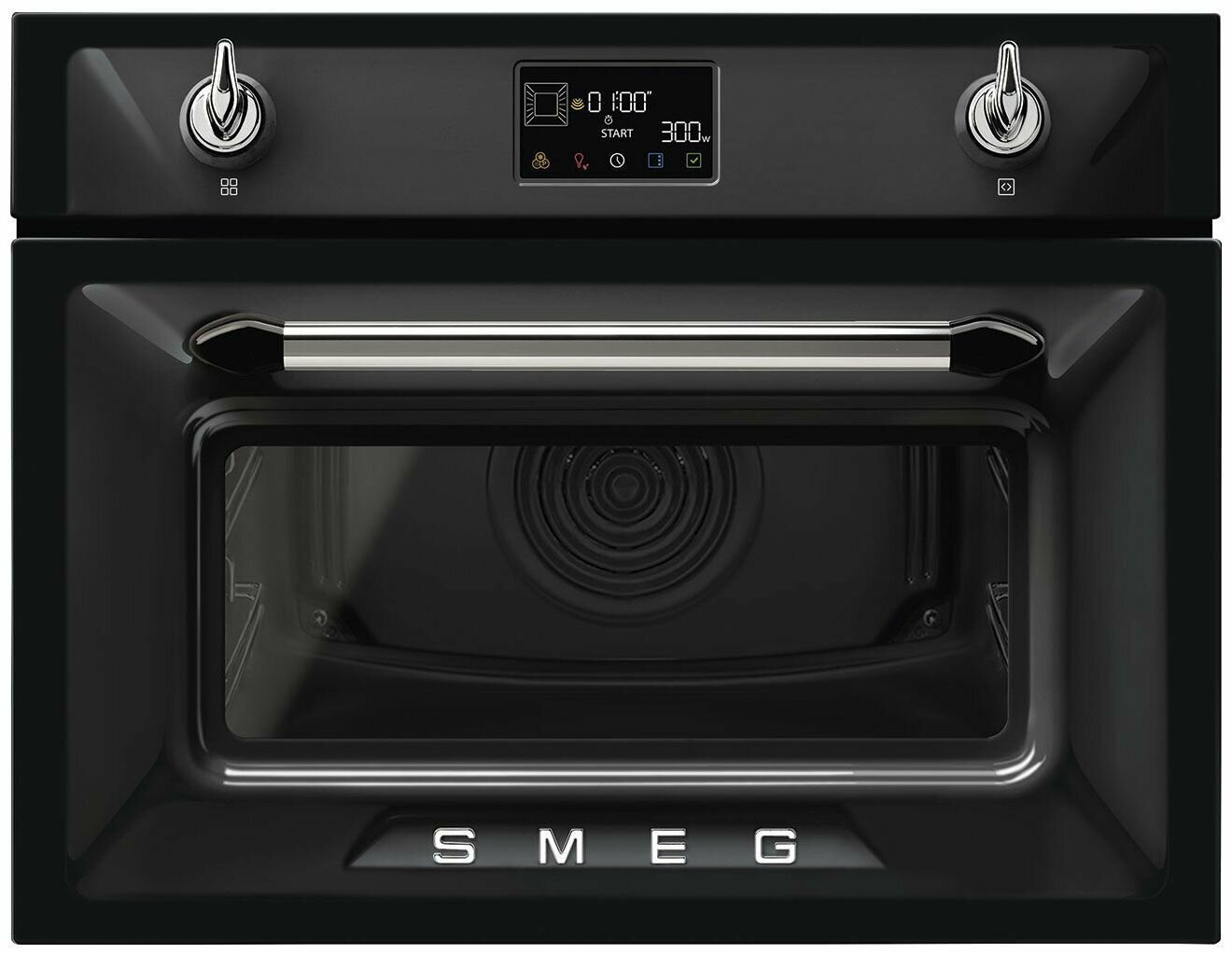 Компактный духовой шкаф Smeg SO4902M1N, комбинированный с микроволновой печью, ширина 60 см, высота 45 см, 12 функций, чёрный