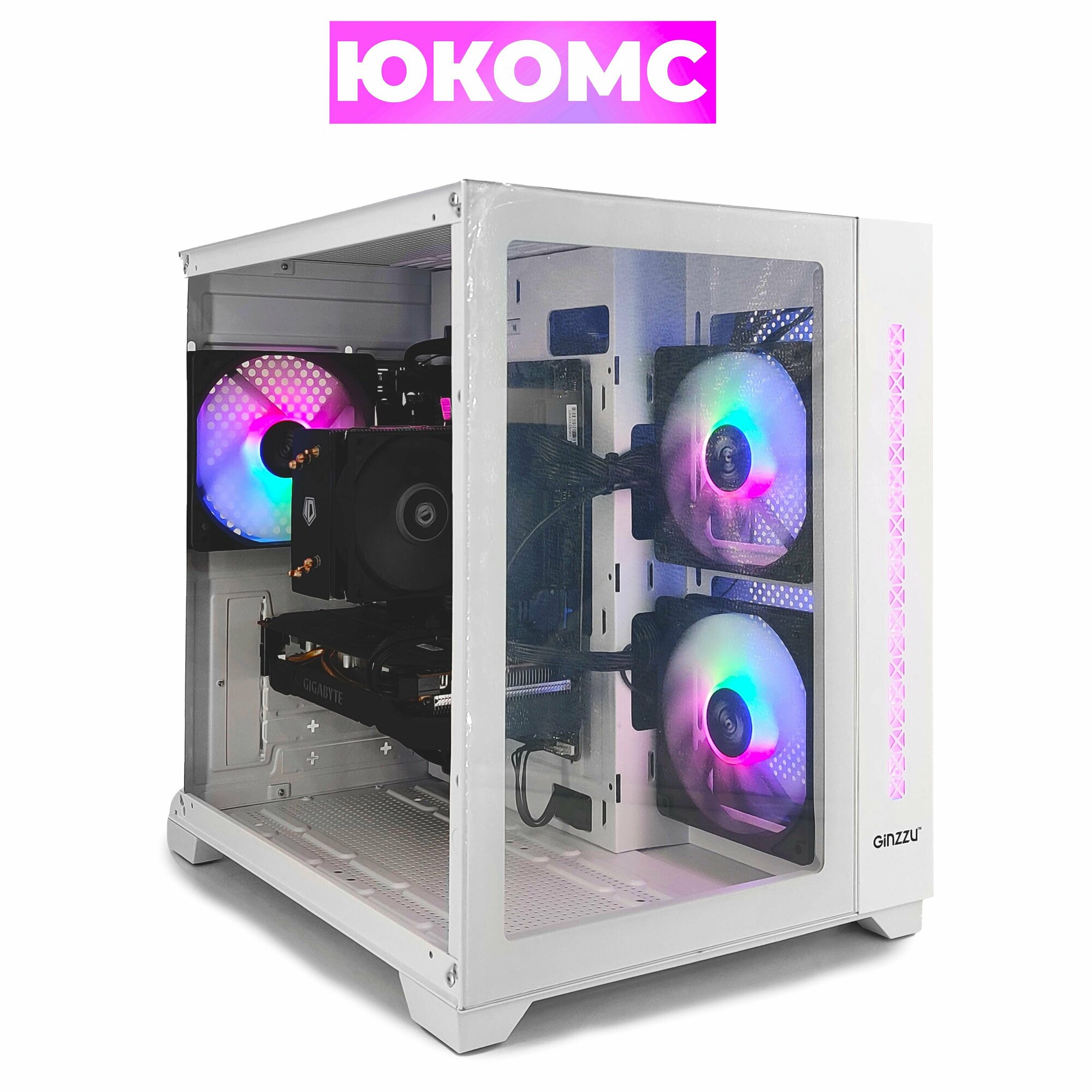 Игровой PC юкомс i5 10400F RX 6800 XT 16GB HDD 1TB SSD 480GB 32GB DDR4 БП 600W win 10 pro White Cube case