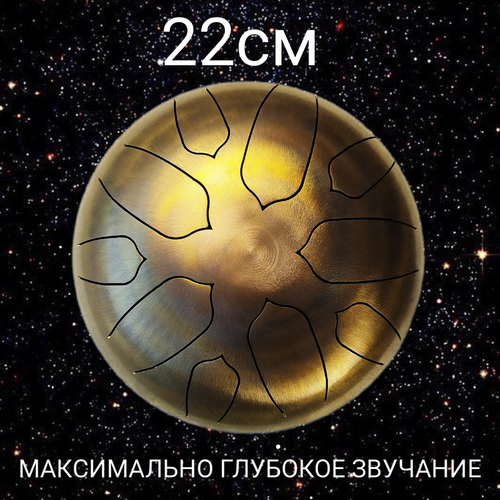 Глюкофон Pentaphone 22 см 10 нот, фигурные лепестки, строй Индийская Рага (Indian Raga), покрытие Голубое золото.