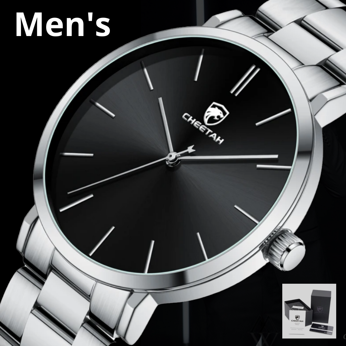 Наручные часы мужские кварцевые брендовые модные деловые водонепроницаемые с браслетом из нержавеющей стали
