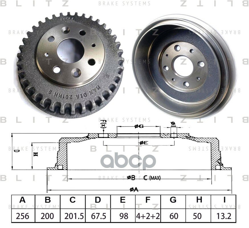Барабан Тормозной Blitz арт. BT0153