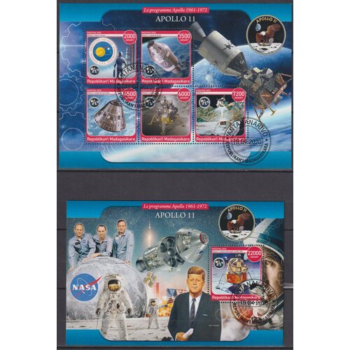 Почтовые марки Мадагаскар 2020г. Космические программы NASA - Аполлон 11 Космические корабли, Космос U
