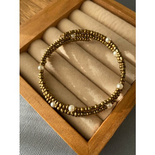 фото Браслет el tro, бисер, жемчуг имитация, 1 шт., размер 18.5 см, размер m, диаметр 6 см, коричневый