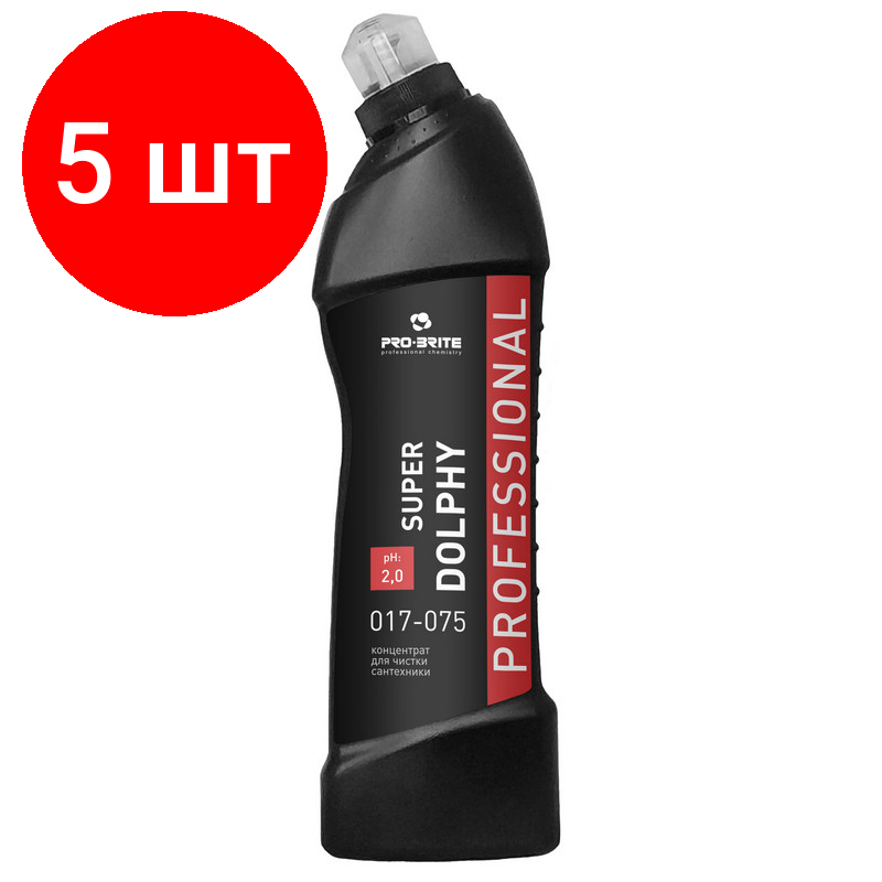 Комплект 5 штук, Профхим сантех кисл гель д/удал налет, д/акрил Pro-Brite/SUPER DOLPHY, 0.75л