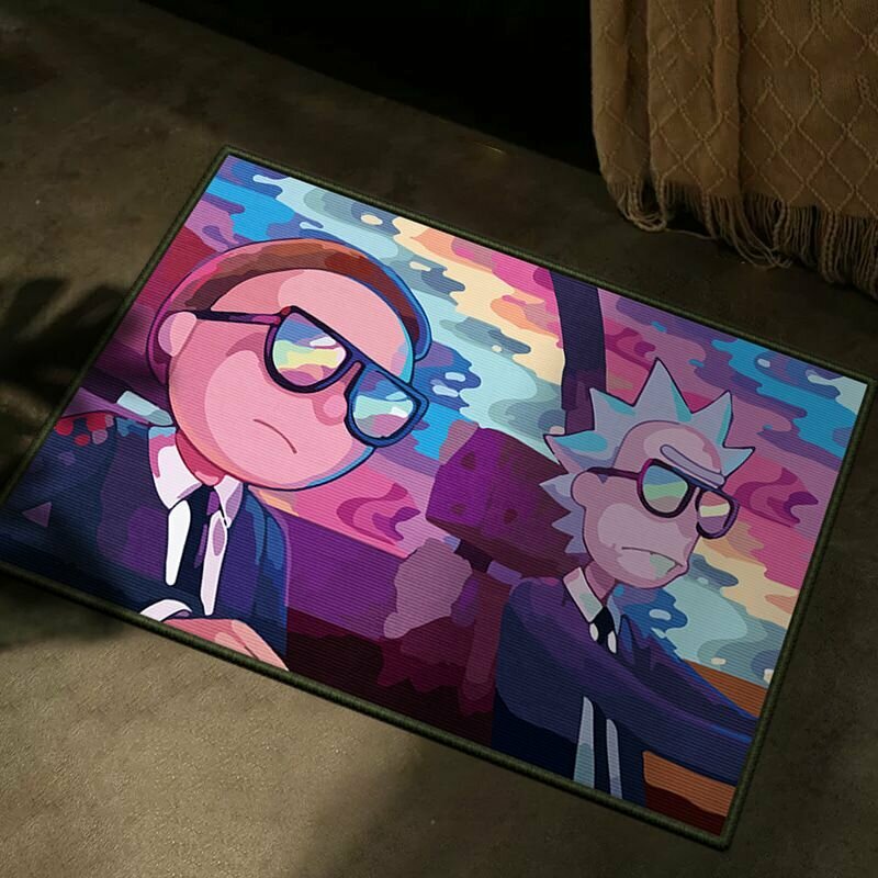 Ковер безворсовый Rick Morty 80x120см. Коврик универсальный Рик и Морти, в ванную комнату, в прихожую, противоскользящий