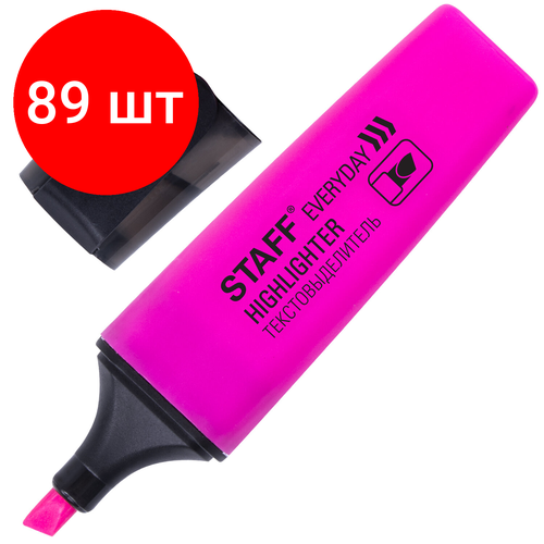 Комплект 89 шт, Текстовыделитель STAFF EVERYDAY, розовый, скошенный наконечник, 1-5 мм, 151641