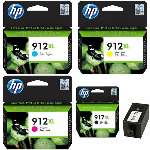 HP Картриджи комплектом HP 3YL83AE-3YL82AE-3YL81AE-3YL85AE 912XL, 917XL полный набор