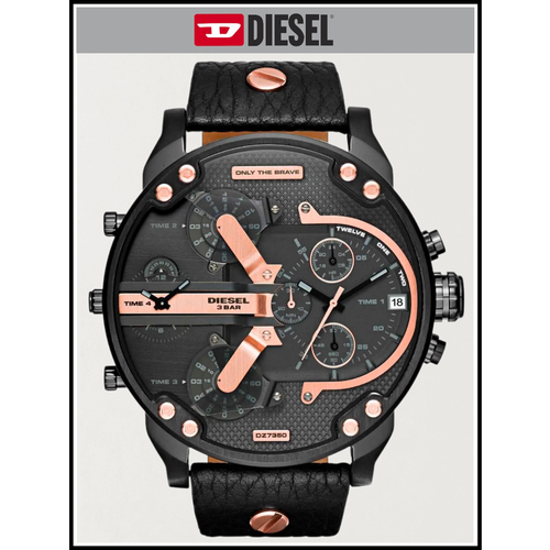 фото Наручные часы diesel мужские кварцевые черные с подсветкой, черный