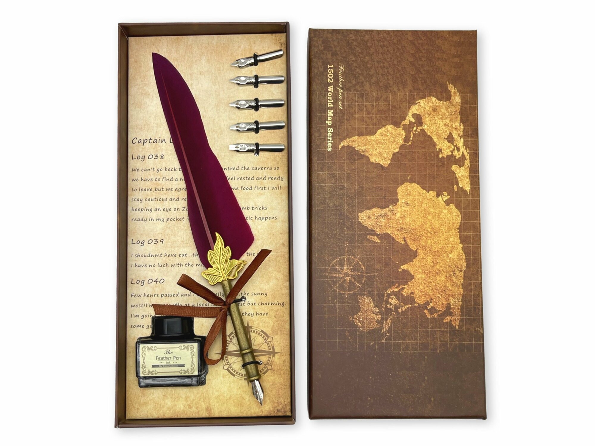 Перьевая ручка перо, подарочный набор для каллиграфии, черные чернила (бордовая)