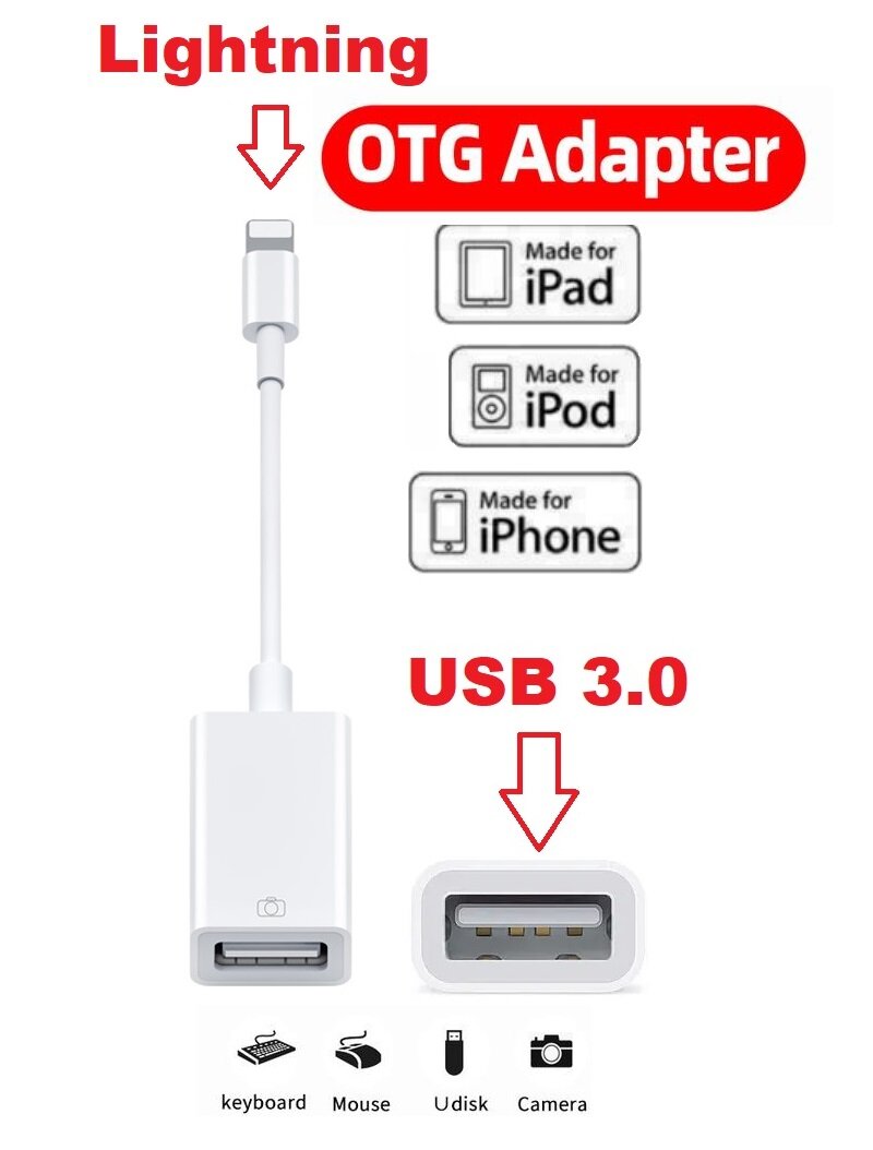 Адаптер OTG с кабелем Lightning - USB 3.0 для iPhone, iPad