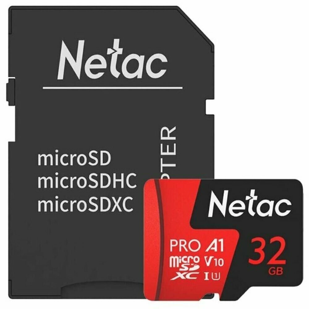 Карта памяти 32Gb MicroSD Netac P500 Extreme Pro + SD адаптер (NT02P500PRO-032G-R)