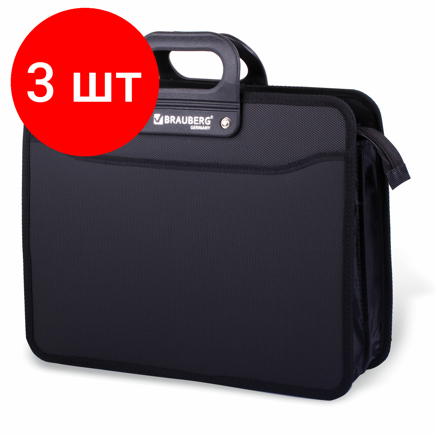 фото BRAUBERG Портфель пластиковый на молнии Премьер А4, 3 отделения