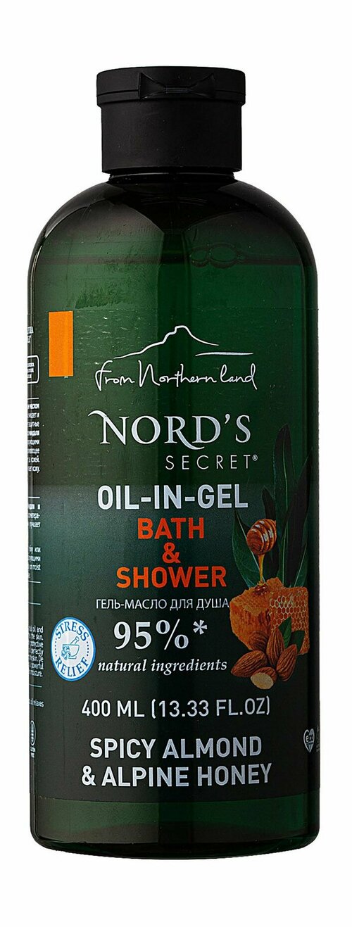 Смягчающий гель для душа с ароматом миндаля и альпийского меда / 400 мл / Nords Secret Bath & Shower Oil-In-Gel Spicy Almond & Alpine Honey