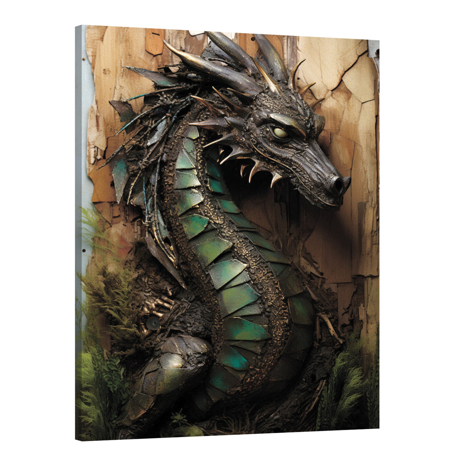 Интерьерная картина 50х70 "Зеленый дракон: песнь природы"