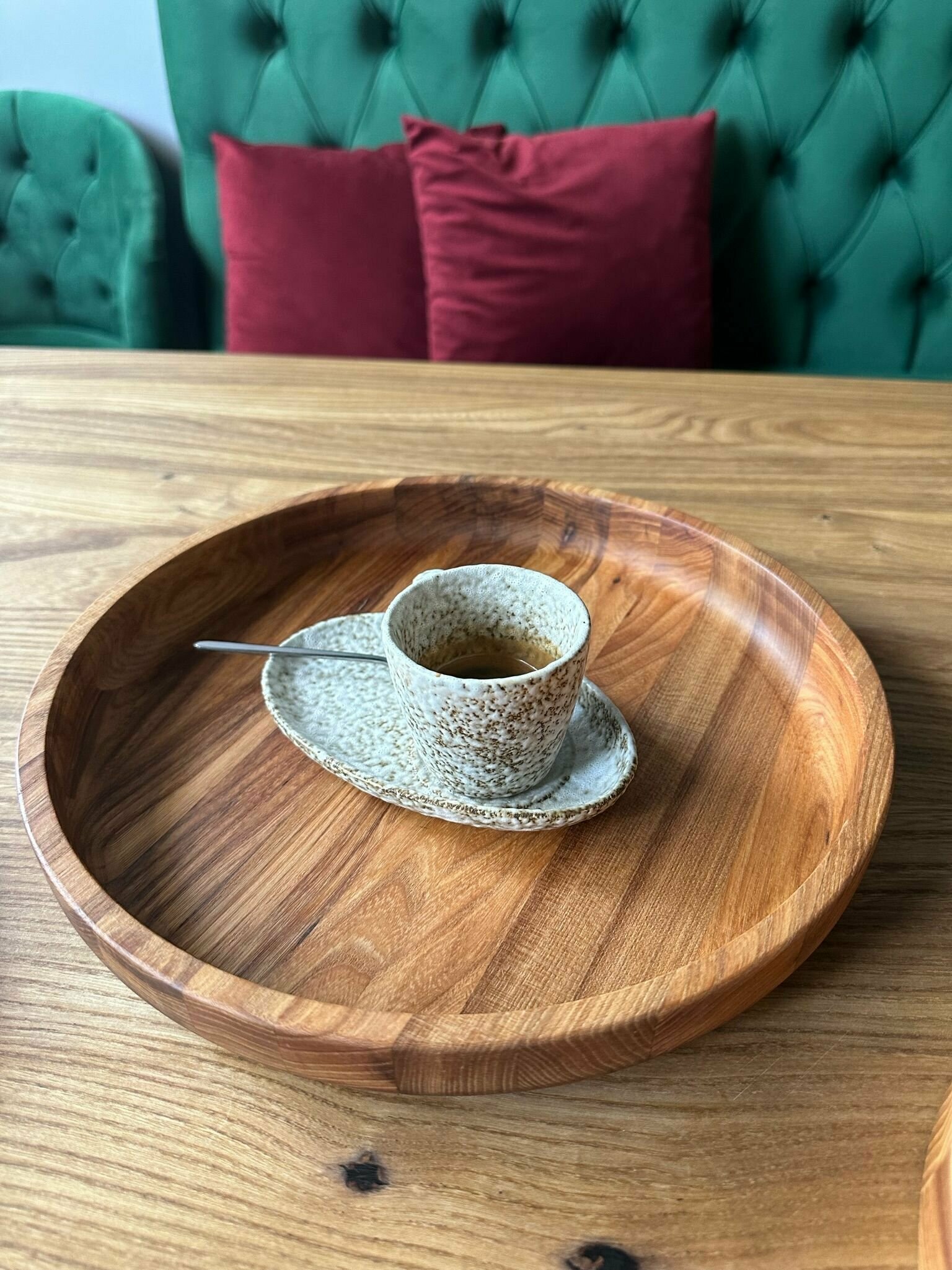 Блюдо круглое диаметр 30 см, карагач — фото 1