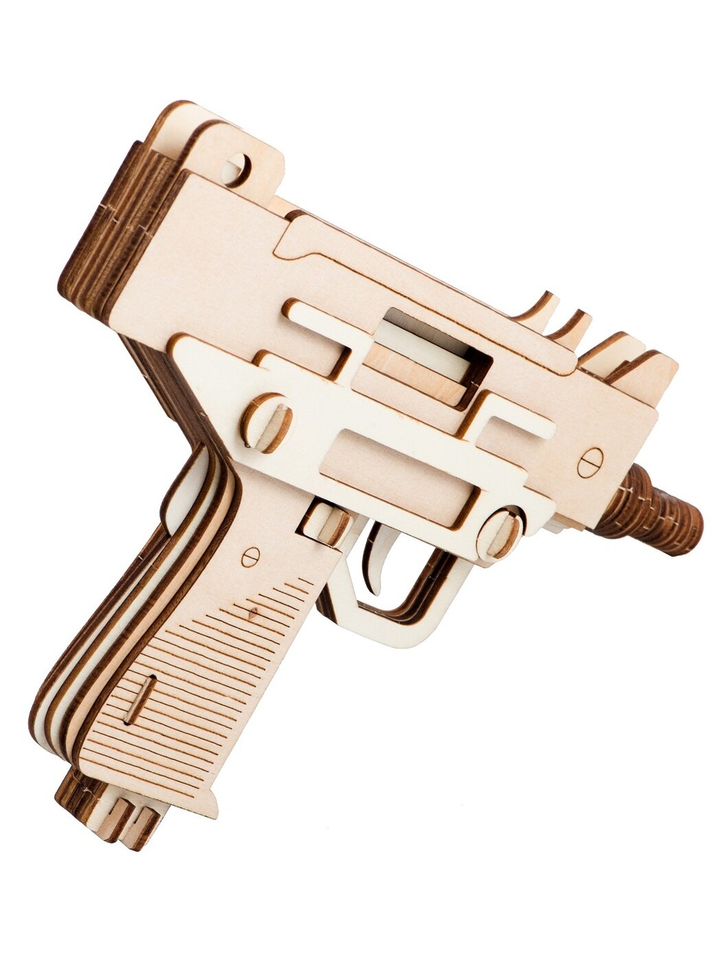 Сборная деревянная модель Wooden Toys Пистолет-Пулемет УЗИ - фото №8