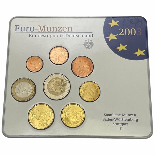 ФРГ, набор монет 1, 2, 5, 10, 20, 50 евроцентов, 1, 2 евро Euro-Munzen 2003 г. (F) 5 евроцентов 2000 испания из оборота