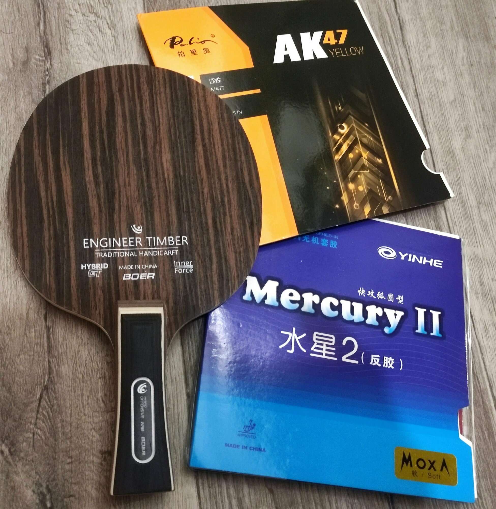 фото Ручная сборка! Ракетка для настольного тенниса / yinhe mercury 2 + palio AK 47 yellow