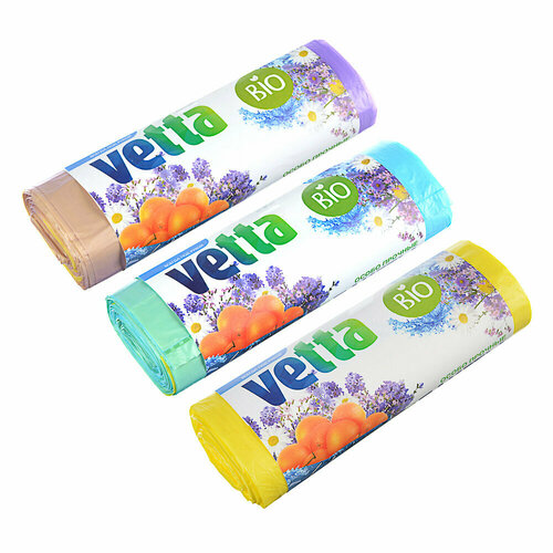 VETTA Мешки для мусора БИО 60л 10 шт с завязками стандарт 1 рулон 353₽