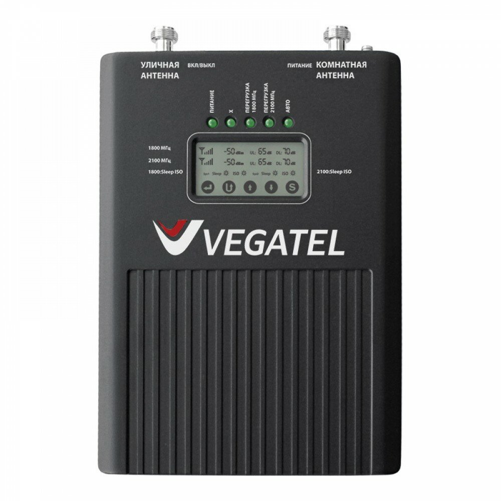 Репитер VEGATEL VT2-1800/3G (LED). Усилитель сотовой связи 2G и интернета 3G, 4G, LTE двухдиапазонный. Площадь действия до 600 м2