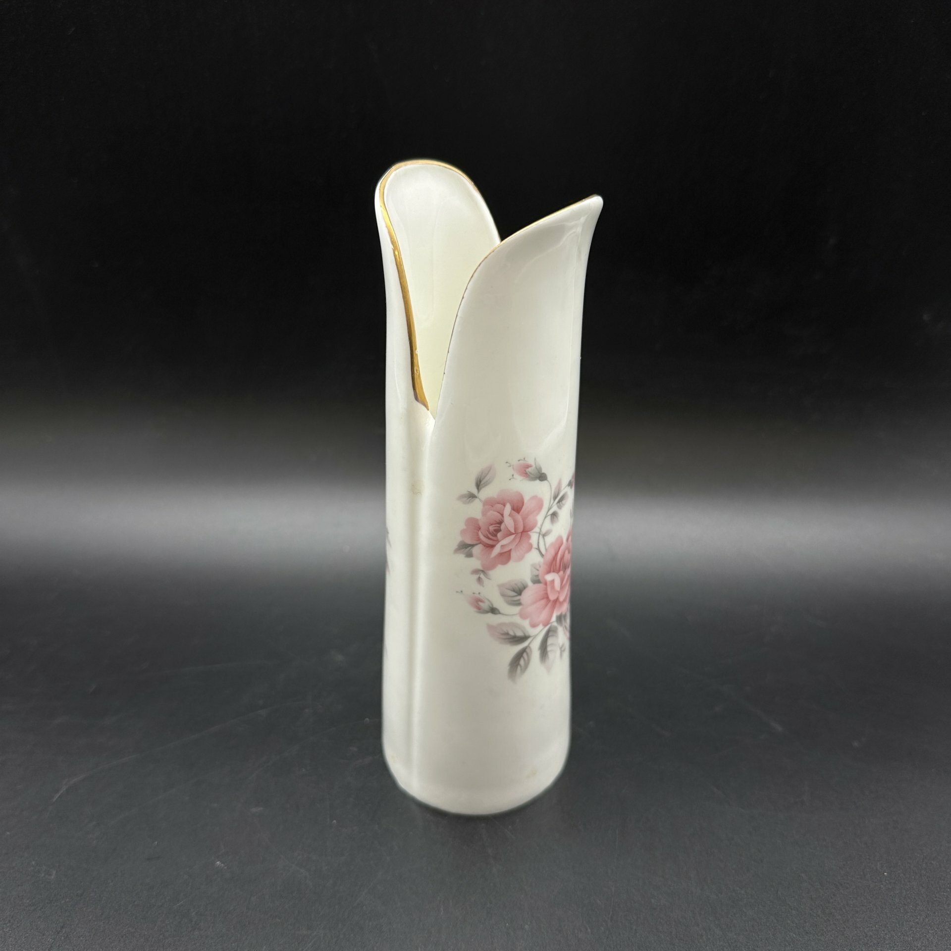 фото Ваза миниатюрная с цветочным декором, фарфор, деколь, золочение, Hitkari Potteries