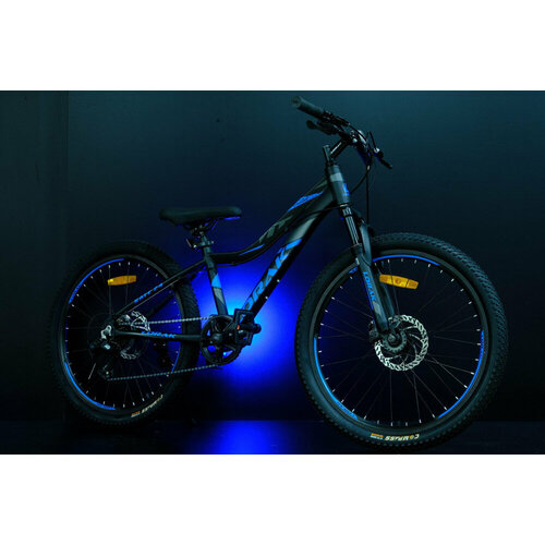 Велосипед скоростной подростковый LORAK Safe 24 черныйсиний алюминиевая рама 125 под рост 125-145 см 28400₽